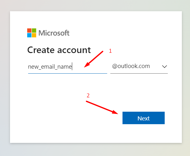 create new account Outlook